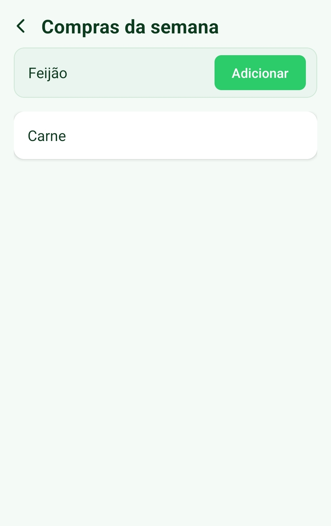 Smartcart app showing the add items screen with a text input and list